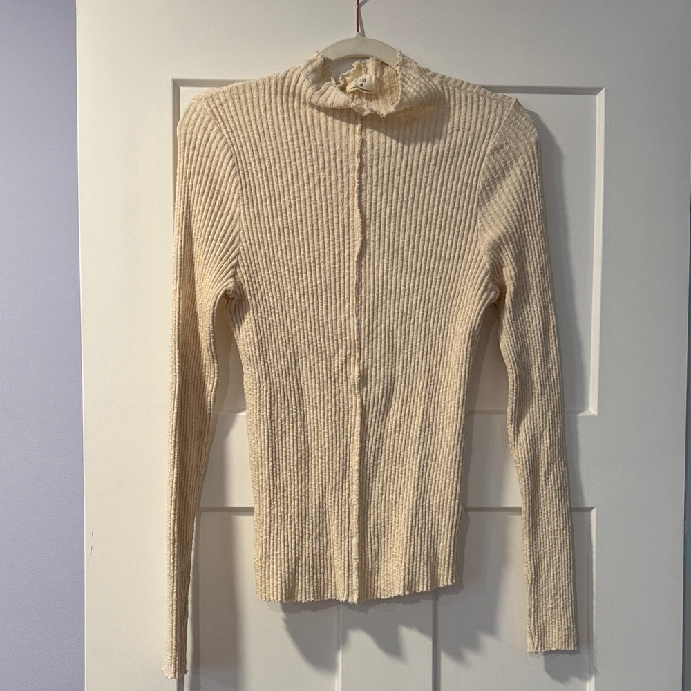 T.LA Cream Ribbed Long Sleeve Top